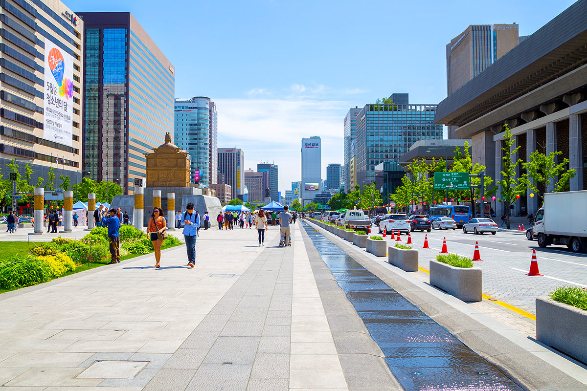 Площадь Кванхвамун места Сеул Южная Корея